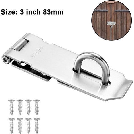 Dispositif De Verrouillage De Sécurité, Moraillon De Cadenas En Acier Inoxydable, Moraillon De Serrure De Porte En Acier Inoxydable Avec Vis, Pour Armoire De Fenêtre De Porte De Jardin De Garage (1/5)