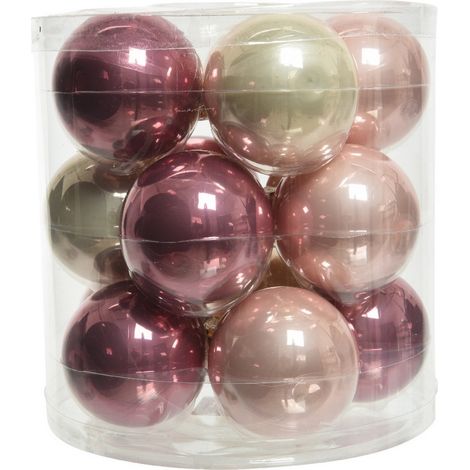 Boules de Noël en verre à suspendre 6 cm Rose et Perle. 15 sept.