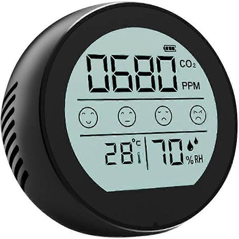 Moniteur de qualité de l'air, compteur de CO2, détecteur de dioxyde de carbone, noir (1/4)