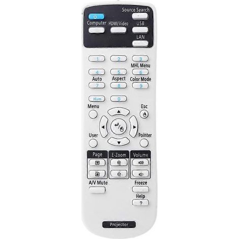 Télécommande de remplacement pour projecteur Epson EX3220, EX5220, EX5230, EX6220, EX7220, 725HD et 730HD (référence 1599176).