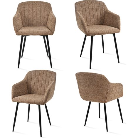 Goeurvant Minimalistische Esszimmerstühle mit breiter Sitzfläche und ergonomischen Armlehnen, Kombination aus Komfort und Eleganz - 4er Set - Kaffee - Chenille