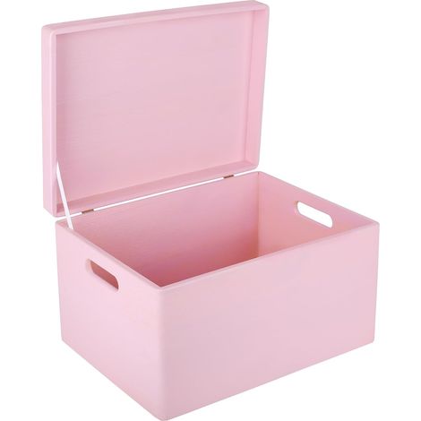 Wooden Storage Box with Handles 40 x 30 x 24 cm - Pink