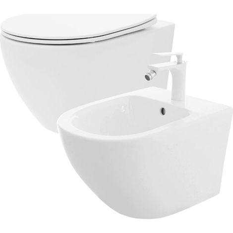 Toilet bowl WC Carlo Flat Mini Rimless WHITE + Bidet Carlo Mini