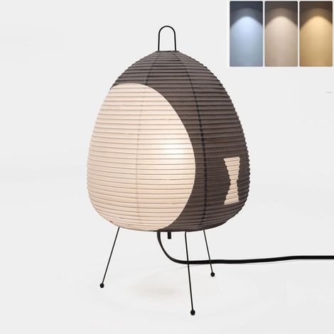 Lámpara de mesa sencilla con farol, lámpara de papel de arroz de inspiración japonesa, lámpara decorativa para jardín y patio, casquillo E27, 3000-6000 K. (1/5)
