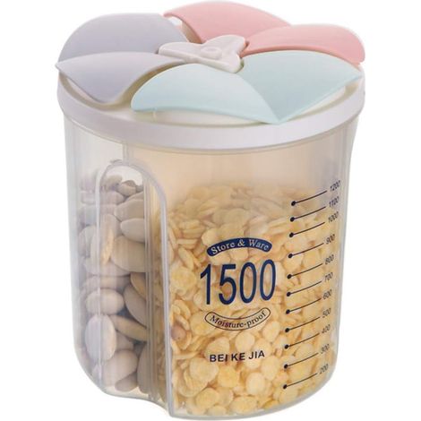 Boîte De Rangement Étanche - Contenant Cuisine Pour Céréales Farine Sucre Riz - Plastique Sans BPA - 1 5 L - Avec 3 Séparateurs