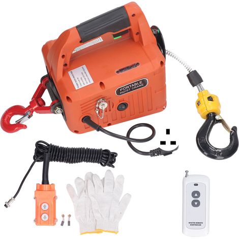 Palan électrique Portable avec treuil électrique, avec télécommande, capacité de 500KG, hauteur de levage maximale de 7.6M, 1500W, prise britannique, 220V (1/5)