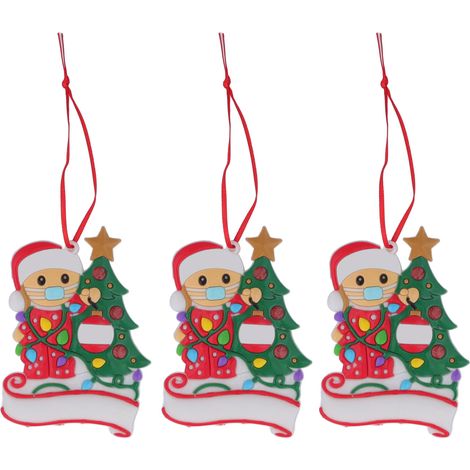 Lot de 3 Masques de Noël Arbre Bonhomme de Neige Pendentif Mignon Exquis en PVC avec Boucle Ruban Décoration de Noël X2094 (1/5)