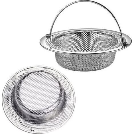 Lot de 3 crépines d'évier avec poignée en acier inoxydable, grille d'évier de cuisine, pour crépine anti-obstruction d'évier de cuisine/salle de bain (11 cm de diamètre) (1/5)