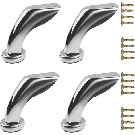 3.75 Inch Metal Slanted Furniture Leg with Mounting Screws for Sofa Cupboard Chair (1/5)