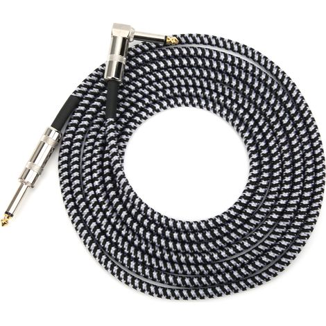 Câble audio 6.35mm pour guitare et micro, réduction de bruit, 3 mètres, noir et blanc, connexion instrument (1/5)