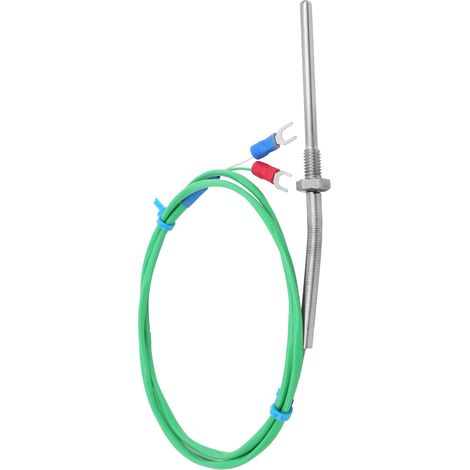Thermocouple de type K, paire torsadée, capteur de température blindé à visser, 0–200 °C, vert, M6 x 50 mm, 1 mètre (1/5)