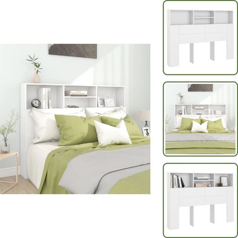 Armoire de tête de lit Blanc 140x19x103,5 cm - Tête De Lit - Rangement Mural - Design Contemporain - Tête De Lit Blanche - Mobilier Chambre (1/5)
