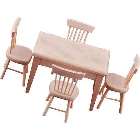 Mini chaise en bois pour maison de poupée, bureau et chaise compatibles, décoration de bureau (1 ensemble) (1/5)