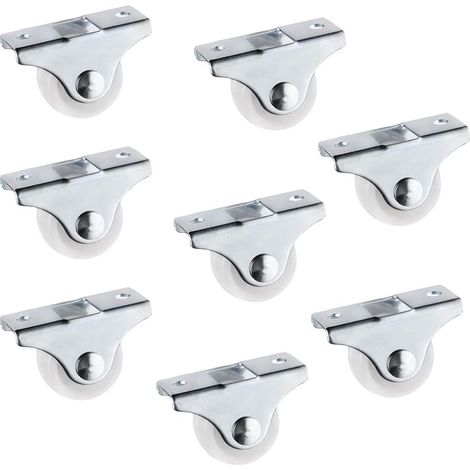Mini-Roulettes de 25 mm en Caoutchouc Plastique avec Plaque Pivotante Métallique Petites Rroulettes pour Petite Meubles Appareils Électro-ménagers et Équipement Argent 8 Pièces