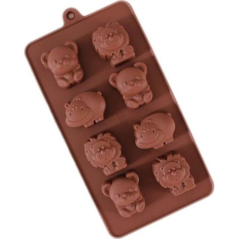 Moules à pâtisserie en silicone, lot de 2, en forme de figurines d'animaux. Antiadhésifs et non toxiques, pour chocolat, bonbons, gâteaux, puddings, gelées et gaufres. (1/5)