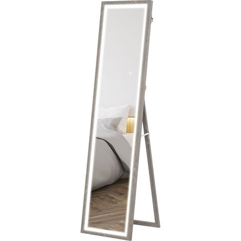 Miroir pleine longueur LED 40 x 160 cm gris avec commande tactile et 3 couleurs d’éclairage (1/4)