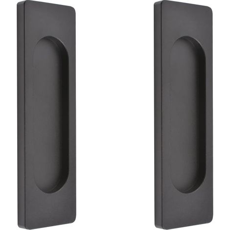 Paquete de 2 tiradores autoadhesivos rectangulares para puertas corredizas de aleación de aluminio, sin perforaciones, para puertas de granero, ventanas corredizas de gabinete (negro mate, 100 mm)