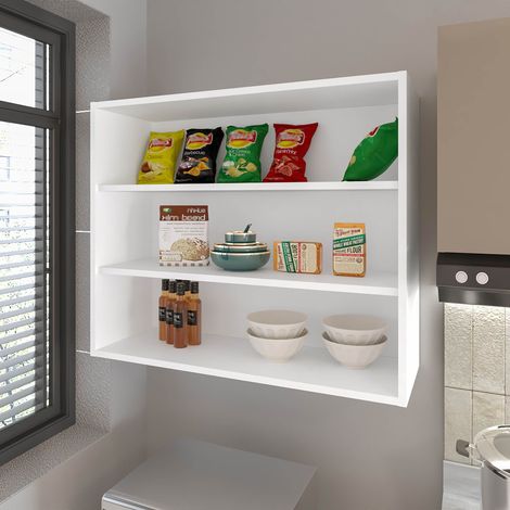 TU HOME Armoire Murale Chinle en Mélamine avec Rangement Ouvert, Blanc (1/5)