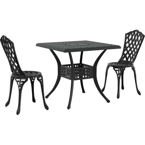 Maison Exclusive - Set di Tavolo da Giardino 3 pcs Nero Alluminio pressofuso