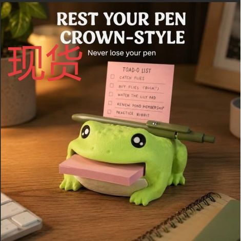 Frog-shaped resin desktop organizer and sticky note holder - home decor item (1/5)
