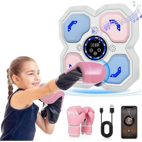 Machine de Boxe Musicale pour Enfants et Adultes Équipement d'Entraînement Complet avec Gants Cible LED pour la Concentration - Installation Murale pour la Maison,Le Bureau ou Le Gym (1/5)