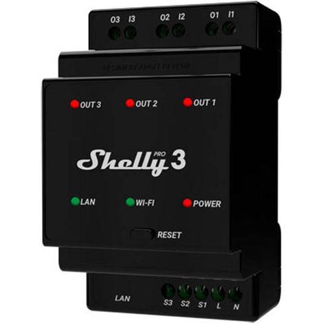 Relais Wi-Fi 3 canaux 48A – Tension 110-240V – Contrôle à distance – Compatible Amazon Alexa et Google Home – Shelly