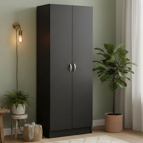 Dmora - Scarpiera Erinni, Mobile portascarpe, Armadio da ingresso multiuso, Mobiletto per calzature, 69x35 h170 cm, Nero (1/5)