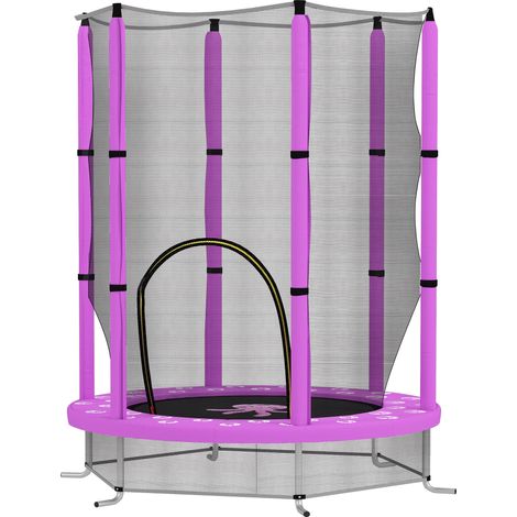 4.6ft Toddler Trampoline w/ Safety Enclosure Net, Indoor Outdoor Use, Ages 3-6 Years, Purple (1/5)