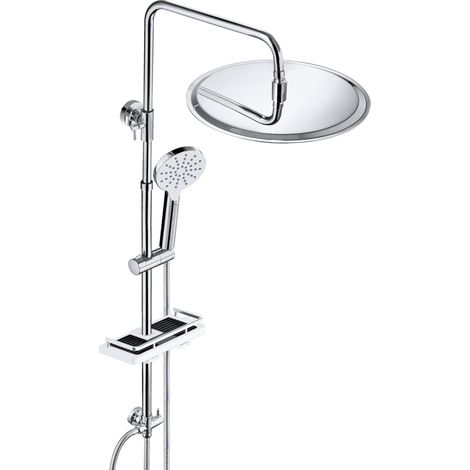 Colonne de Douche Designe Réglable en Hauteur Système de Douche Pluie avec Plastique Réglable Étagère Douche Télescopique (D30cm). (1/5)