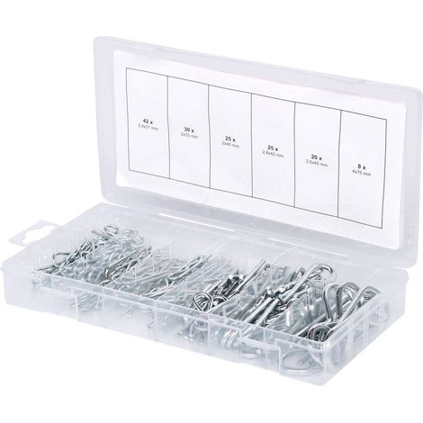 KS Tools 970.0060 Assortimento coppiglie elastiche, 1,8x33 - 3,9x75, 150 pz