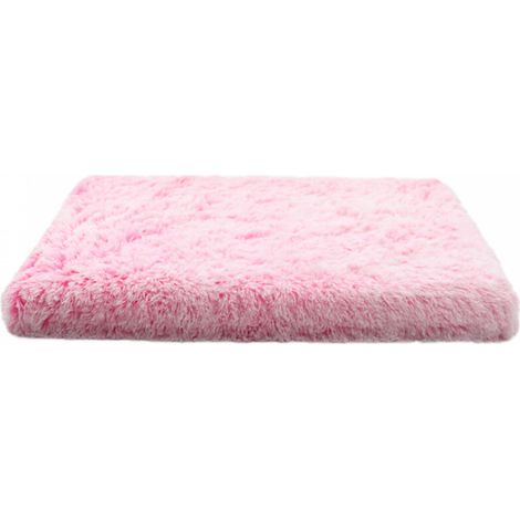 Coussin carré en peluche rose et blanc pour chien et chat, 40 x 30 x 5 cm, doux et moelleux, idéal pour un sommeil profond, 1 pièce (1/5)