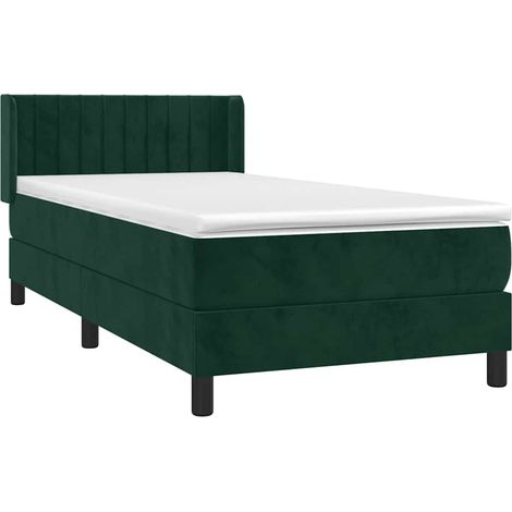 Box Spring Bed with Mattress Dark Green 80x200 cm Velvet vidaXL