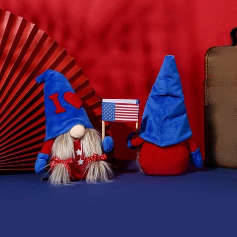 Gnome - Décoration Patriote Pour 4 Juillet - Figurine Naine Sans Visage En Peluche - Idéal Pour Bureau, Étagère Ou Arbre De Noël - 1 Pièce (1/5)