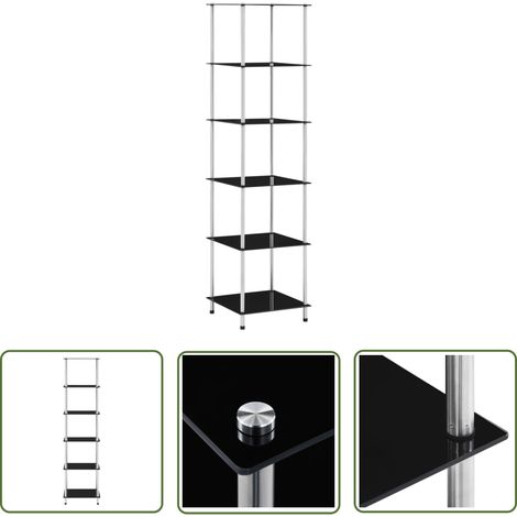 The Living Store Regal mit 6 Ablagen Schwarz 40x40x160 cm Hartglas - Glastürchen - Bücherregal - Etagere - Sideboard - Aufbewahrungssystem (1/5)
