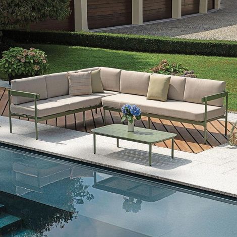 Set divano da giardino Torvaianica in alluminio-Verde