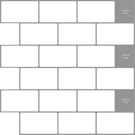 U-Bahn-Fliese 10 pcs Weiß Grau 30 x 30 cm Polyurethan und PET vidaXL