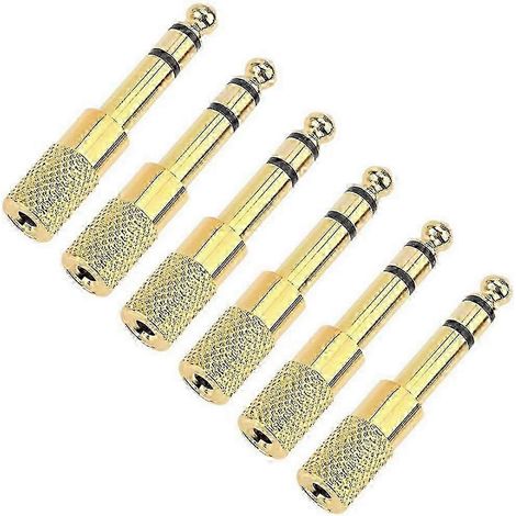 Adaptateur quart de pouce, prise jack casque mâle 6,35 mm (1/4 pouce) vers femelle 3,5 mm (1/8 pouce), version or 6, modèle 1110. (1/5)
