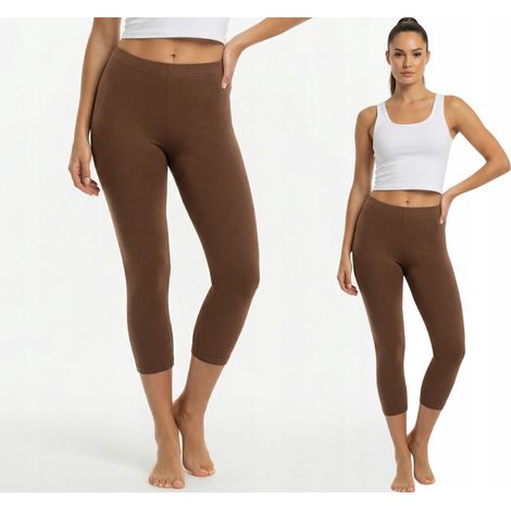 Leggings in cotone 3/4, produttore polacco, colore marrone, taglia L (1/4)