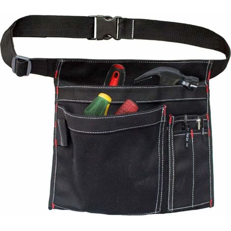 12OZ Multifunctional Canvas Apron with Tool Pockets and Adjustable Belt Clip - Black