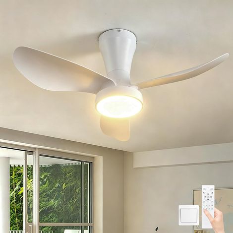 Plafonnier Ventilateur LED Chambres 82cm,6 Vitesses,Blanc Ventilateur de Plafond Silencieux avec Lumiere et Telecommande,Moderne Dimmable Lampe (1/5)
