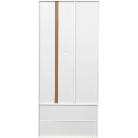 Vetrina LED bianca con 2 ante, 2 cassetti e ripiani in vetro 59,5 x 35 x 182 cm MODENUIT (1/5)