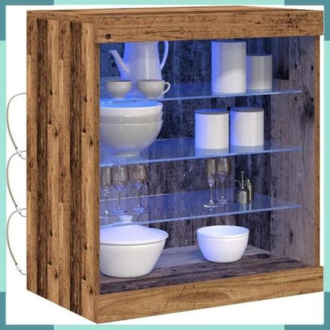863042 Buffet LED Bois ancien 60,5 x 37 x 67 cm Bois d'ingénierie (1/5)