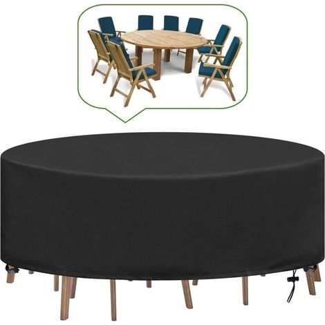 Round Garden Table Cover, Waterproof, UV-Resistant, Robust Oxford Cloth for Outdoor Garden Tables and Chairs, Ø230X100CM (1/5)