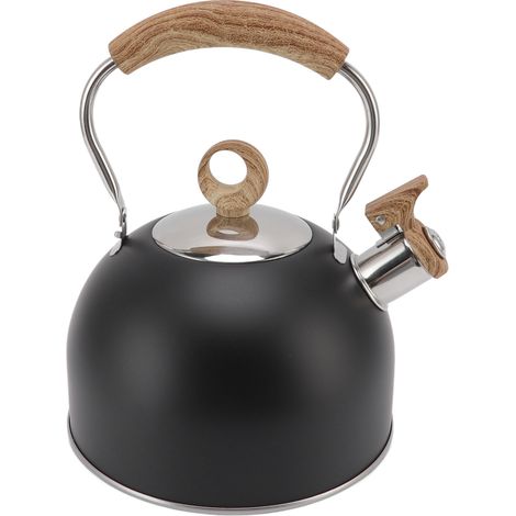 Bouilloire à sifflet en acier inoxydable 2,5 L, poignée ergonomique, compatible cuisinière électrique et gaz, couleur noir (1/5)