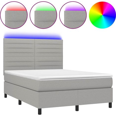 Maison Exclusive - Sommier à lattes de lit et matelas et LED Gris clair 140x190 cm (1/5)