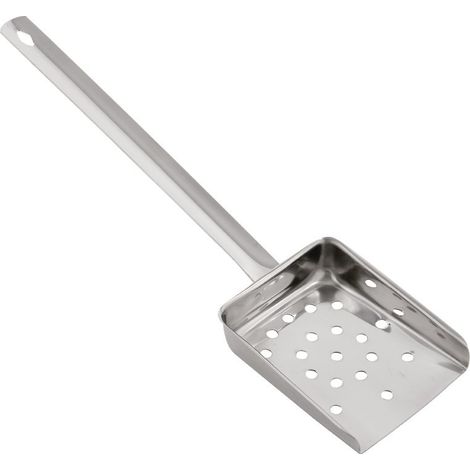 Pelle à frites inox professionnelle manche plat Vogue - 290 x 90 mm