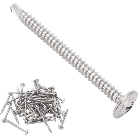 50 Stück Rundkopfschrauben, Edelstahl 304, M4,2 x 50, selbstbohrend, für Möbelreparaturen (1/5)