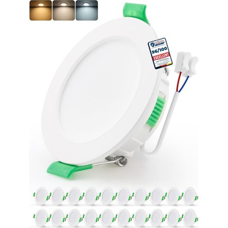 Spot LED Encastrable Salle de Bain IP44, Trou 55mm - 68mm, 230V, 4W, Blanc Chaud/Neutre/Froid, Spots de Plafond Extra Plat pour Cuisine Chambre Salon, Lot de 6