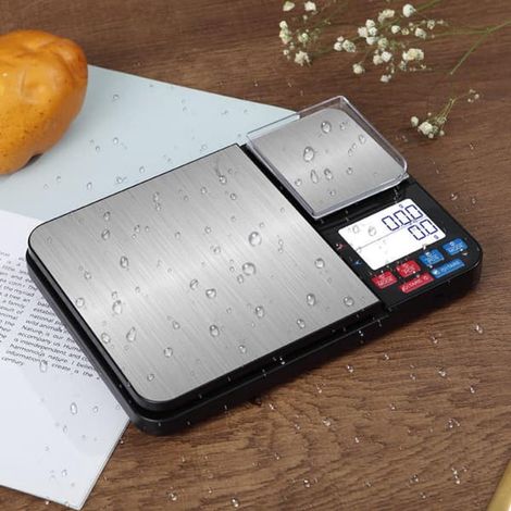 Digitale Küchenwaage – mit zwei Platten 5 kg/1 g und 500 g/0,01 g – kleine Gramm (1/2)