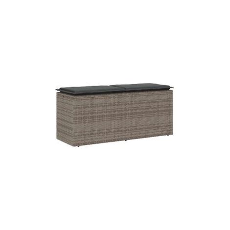Banc de jardin avec coussin gris 110x40x44 résine tressée (1/5)